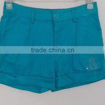 2016 sexy ladies sky blue plain dyed cotton shorts for summer