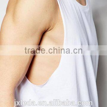 Wholesale Sleeveless Scoop Neck Dropped Armhole Plain T-shirt, Men Summer White Tank Top Custom photo-3