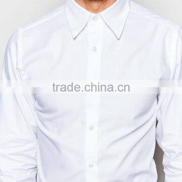 Mens Slim Fit White Formal Shirt Uniform Dress Shirt photo-2