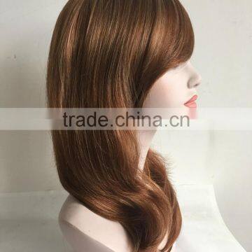 Women Brown Natrual Straight Wigs European Virgin Hair Wigs Lace Front Jewish Wigs photo-3