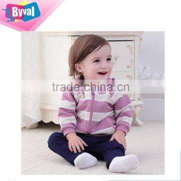 Baby Striped Hoodies Custom Toddler's Autumn Warm Hoody Zip Up Sweatshirt Wholesale photo-2