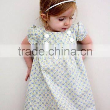 Custom Baby Clothes High Grade Girls Party Dresses With Cotton short Puff Sleeve Brief Dress