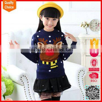 o-neck long sleeves pullover handmade customized knitwear girl