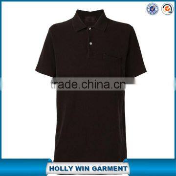 Black cotton classic uniform polo shirt for men