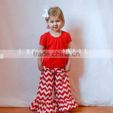 Boutique Remake Children Christmas Clothes Plain Red Top And Red Chevron Pants Set Girl Christmas Costumes photo-6
