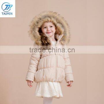 2017 Latest Design Girls Winter Jacket With Fur Hood Kids Clothes Padding With Cotton