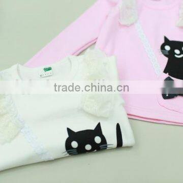 Cartoon Cat Print Children Long Sleeve Lovely Kids Brand t Shirt photo-3