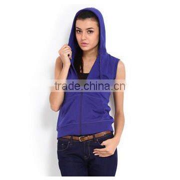 Newest Style Cotton Females Sleeveless Gym Hoodie Cheap photo-5