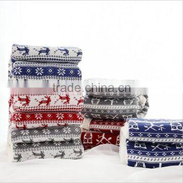 Christmas Printed Micro Mink and Solid Sherpa Baby Blanket