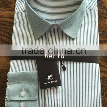 Wholesale Button Down Shirts Men Cotton Slim Fit Men Casual green stripes Dress Shirt