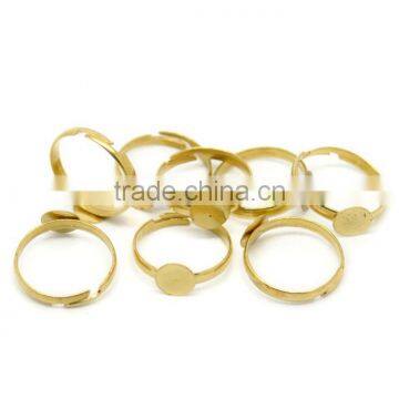 Brass Tone Adjustable Rings Blanks Round Cabochon Ring Setting photo-3