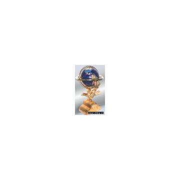 Gem stone globe Eagle Stand