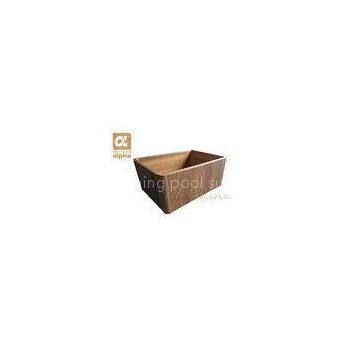Freestanding Natural Solid Rectangular wood bath tub / soaking tub OEM