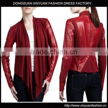 Sexy Drape Front Lambskin Leather Jacket