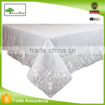 Beautiful embroidered cutwork flower fabric tablecloth