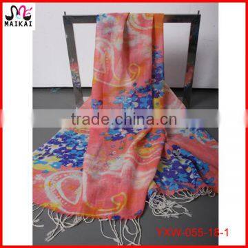 New Design Paisley and Floral Printing Wool Woven Scarf