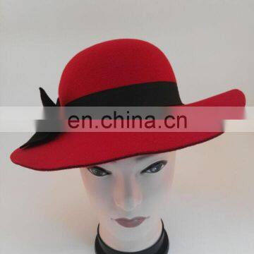 Winter Girls Fashion Hats Imitation Wool Red Formal Hat With Bowknot photo-3