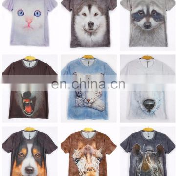 Mens Summer Clothing 3D Animal Print Round Top T-Shirt Graphic Casual Tee Blouse