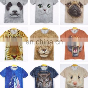 Mens Womens Short Sleeve 3D Animals Print Round Top T-Shirt Graphic Casual Tee