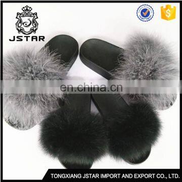 Good Price Soft 100%Fox Fur Boot Slippers Rubber Skid Proof Bottom Kids Slipper