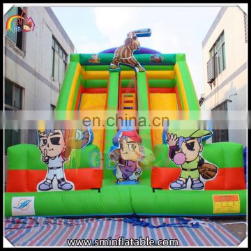 Funny large inflatable cartoon painting slide,custom design slide,cheap double lane inflatable slip n slide