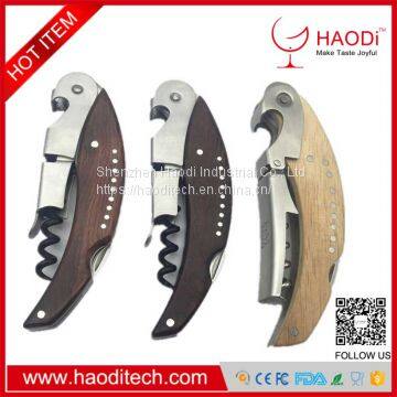 Newest Patent Waiters Corkscrew Premium Wine Opener Ebony wood Handle wine opener Stainless Steel Double Hinged bottle