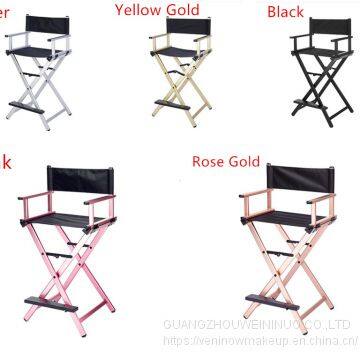 Makeup Chair Salon Director Aluminum Portable Black with Headrest For Professionals Makeup Academy Vanity Chair Professional