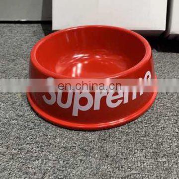 Red black Supre me Popular logo Pets Feeder Water Bowl Cat Bowl Sup