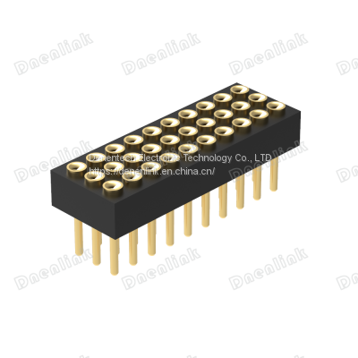 Dnenlink 1.27mm Pitch Triple Row H2.0mm Concave Contact Straight Female Header DIP Type PogoPin Header photo-2