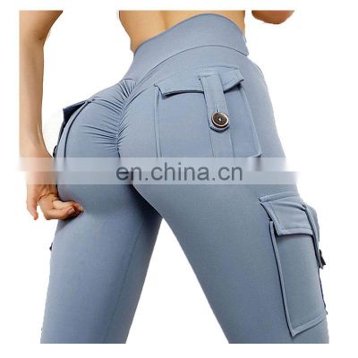 Wholesale sexy peach fitness pants women's tooling high-waist hip-lifting elastic tight-fitting yoga pants