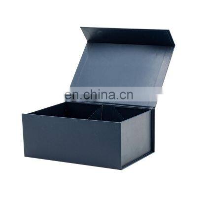 Luxury Sturdy a5 Deep Navy Blue Folding Magnetic Gift Tie Box With Ribbon photo-2