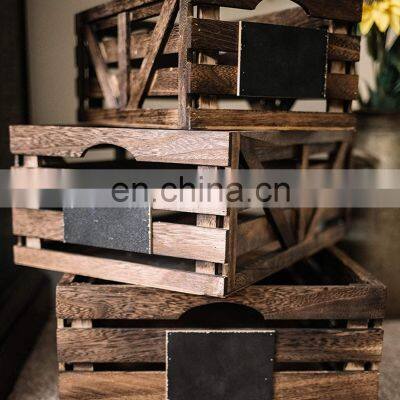 Vintage Home Garden Stacking Wooden Rustic Wood Crate photo-2