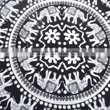 Indian Cotton Table Cloth Black-White Mandala Elephants Printed Dinning Vintage Wall Hanging Throw Bed Sheet Cover TC49 photo-3
