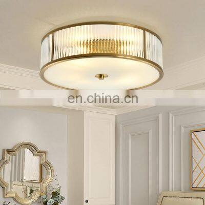 HUAYI China Manufacturer E27 Living Room Hotel Iron Copper Glass Modern Ceiling Lamp