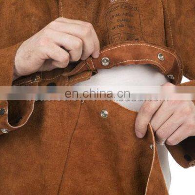 Rust Red Split Cowhide Leather Welding Cape Clothing Sleeves With Detachable Split Cow Leather Welder Apron photo-2