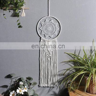 Злой глаз. Ловец снов. Вязаная сова. Макраме вешалка для стены. Ловец снов в виде луны. Тапис. Акриш мюрал. Для бохо стиля декора стены. Домашний декор photo-5