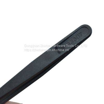 Anti Static Black Carbon Fiber Tweezers Plastic Tweezers Pointed Flat Head Elbow Round Head Wide Mouth Flat Head 93307 photo-4