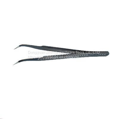 Tweezers Black Hardened Stainless Steel Straight Tip Tweezers Straight Tip Curved Tip Repair Tool Tweezers With Texture No. 15 Tweezers photo-4