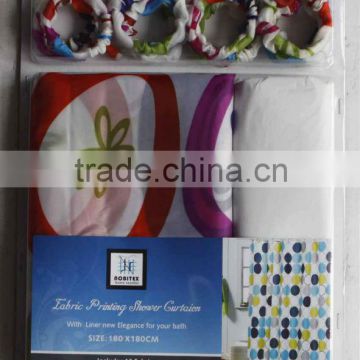 PRINTED SHOWER CURTAIN WITH LINER AND HOOKS FROM CHINA