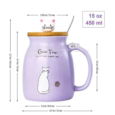 Cute Cartoon Cat Ceramic Cute Mug Mug With Lid Creative Mug Water Cup photo-2
