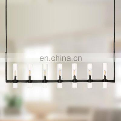 Modern copper industrial style chandelier lighting fixture clear glass shade for living dining room kitchen island foyer lobby