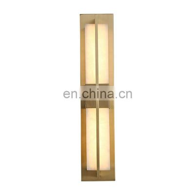 European Modern Style Creative Natural Alabaster Stone Brass Wall Lamp