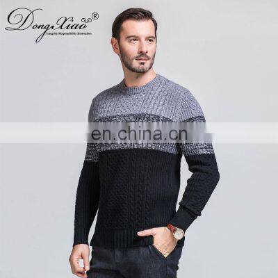 Custom Jacquard Knit Men's Winter Crew Neck Merino Wool Pullover Sweater photo-6