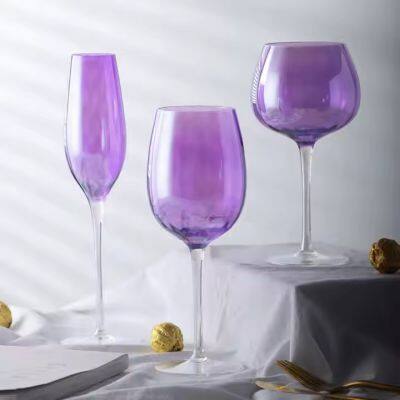 Wholesale Wedding Decorative Wine Glass Champagne Goblet Water Purple Colored Wine Glasses with Custom Logo
