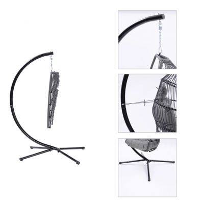 Outdoor Durable Rattan Foldable Hanging Egg Chair With Cushion photo-3