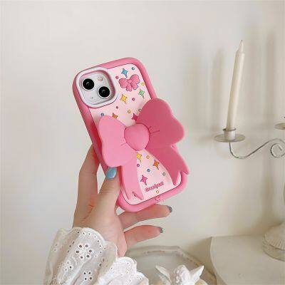 Cartoon Style Butterfly Knot For Phone Mobile Cover Cases in Soft Girly Mobile Case Covers With Holder 11 12 Pro 14 15 Pro Max