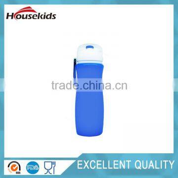 Silicone Collapsible Sports Water Bottle, BPA Free FDA approved Reusable Foldable Leak Proof Drinking Water Canteen