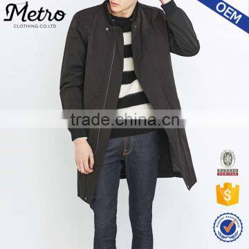 OEM Wholesale Mens Black Longline Nylon Coats