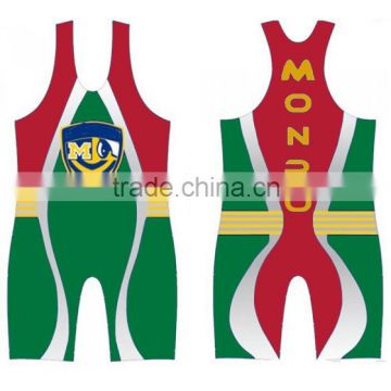 Custom colorful fashion style wrestling singlet