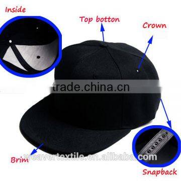 Custom-made Plain Cottobn Cheap Black Blank 5 Panel Cap